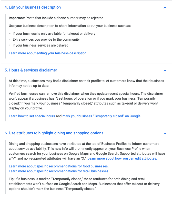 google my business covid-19 tips