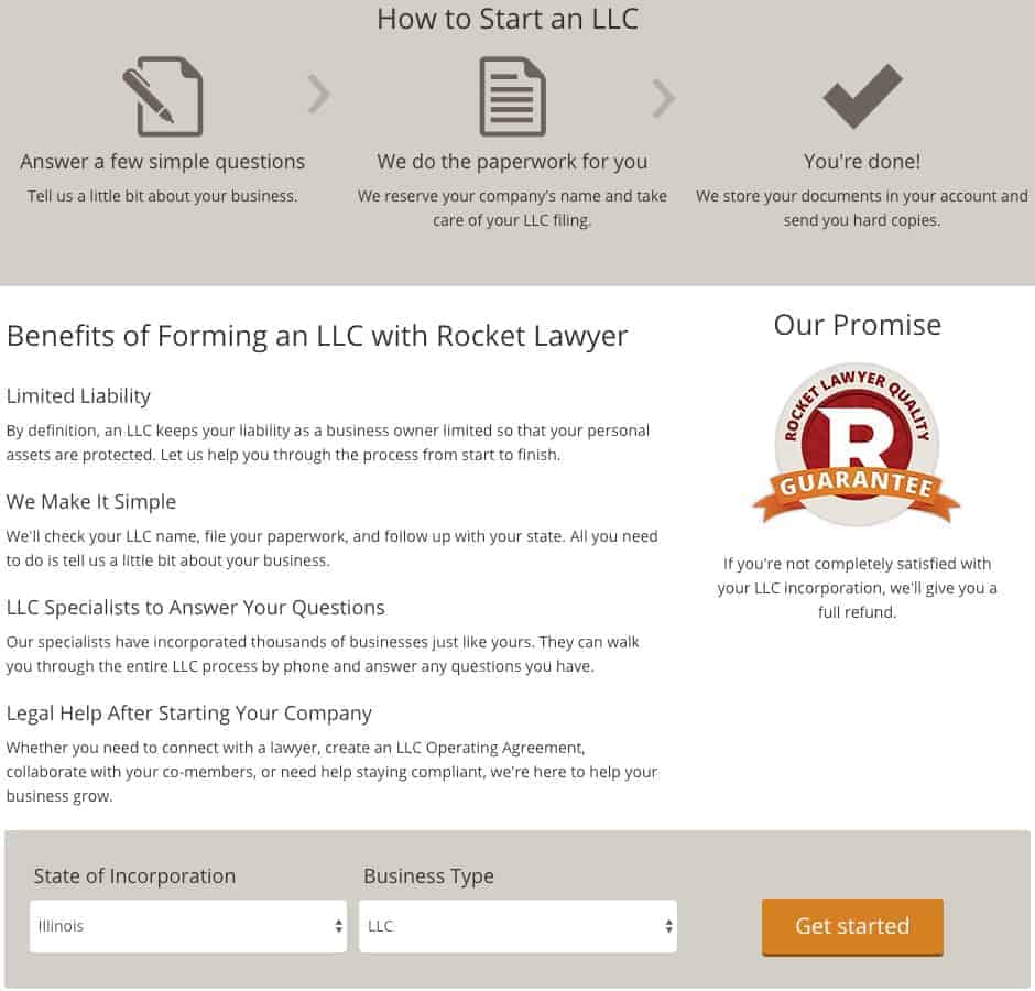 rocket lawyer llc pricing