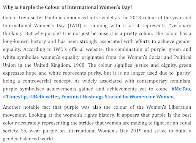 what color to wear on international women's day