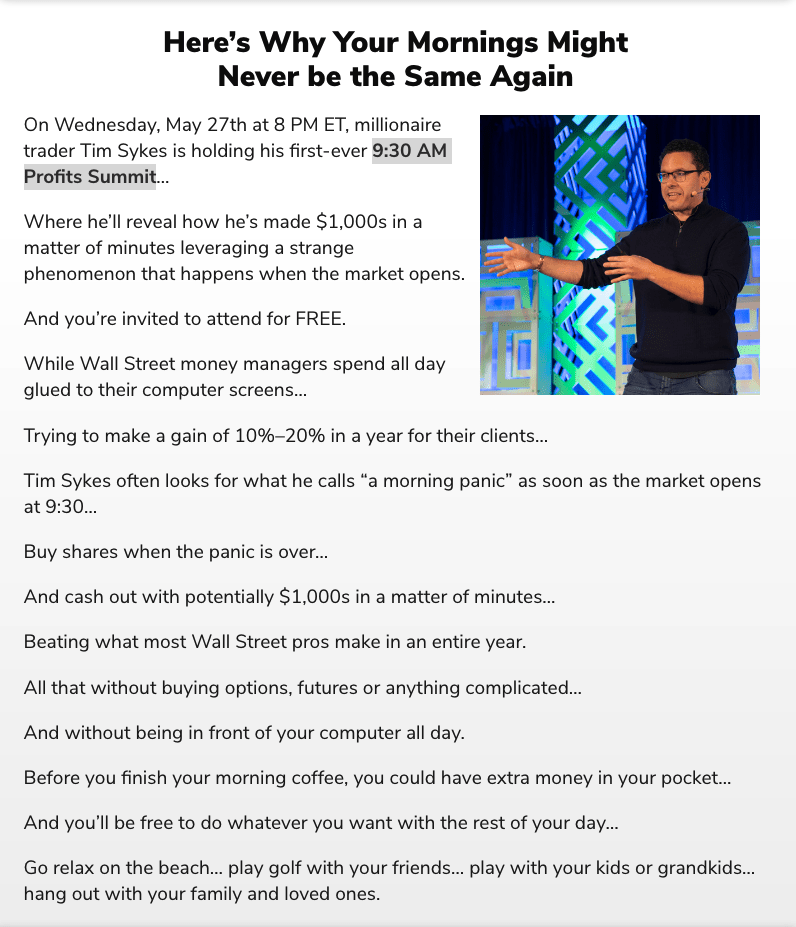 tim sykes 930am profit summit