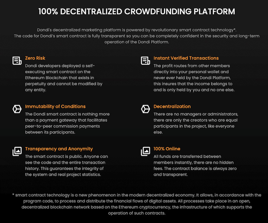dondi 100% decentralized crowdfunding platform